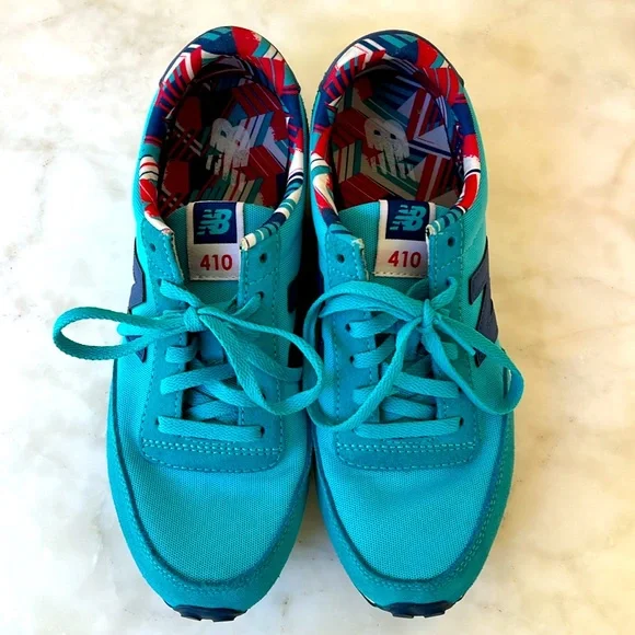 New Balance 410 Floral Blue Sneakers Lace Up Tennis Shoes size 8 - Picture 4 of 5